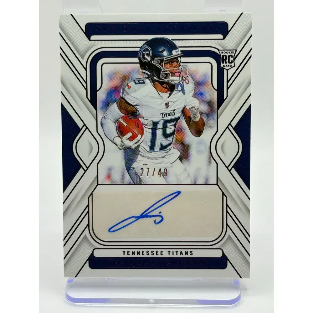 2024 National Treasures Jha’quan Jackson Rookie Purple Auto 27/49 SP Titans RC - Picture 1 of 2